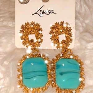 Olvida Gold textured Turquoise earrings ✨✨